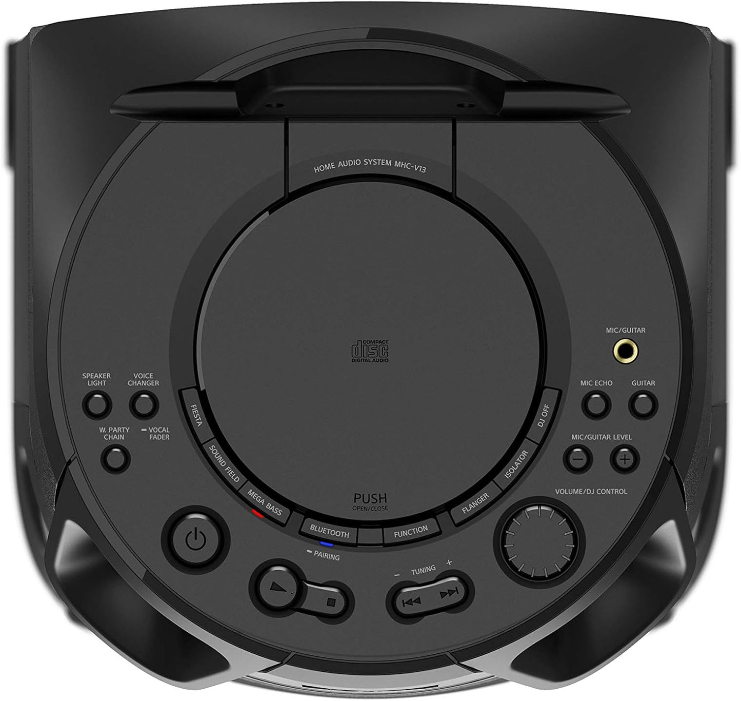 Sony MHC-V13 - Powerful Bluetooth, Party Speaker, Multicolor Lighting, CD Player, Mic Guitar Input