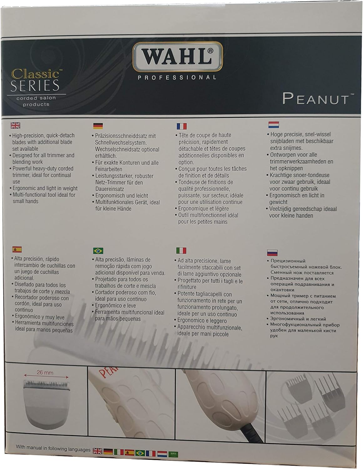 Wahl Classic Series Peanut Professional Corded Trimmer (White)