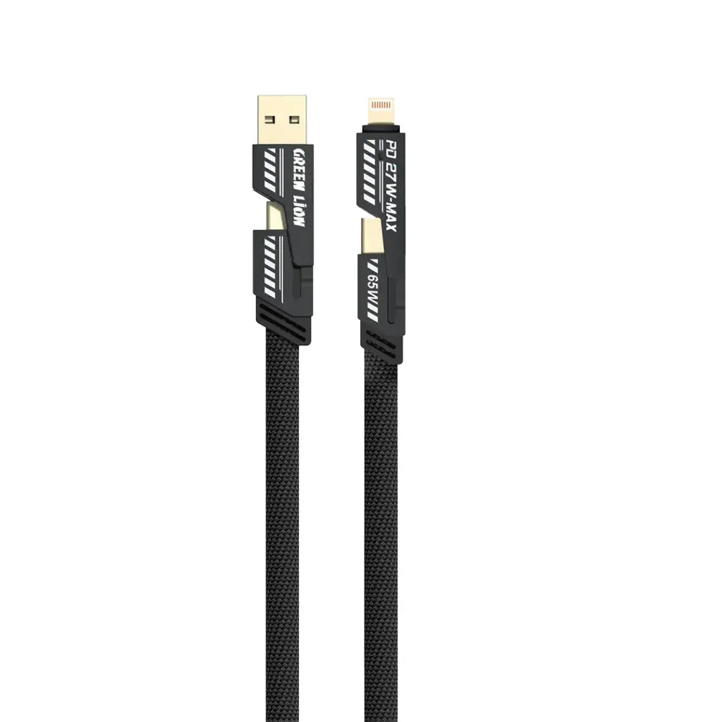 Green Lion 2 in 2 Braided Cable 65W GN2IN2BRBBK