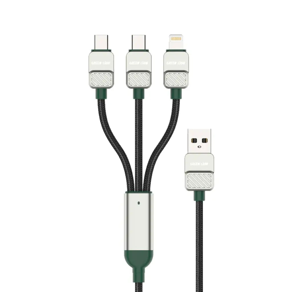 Green Lion 3-in-1 Braided Cable USB A to C+C+L 1.2