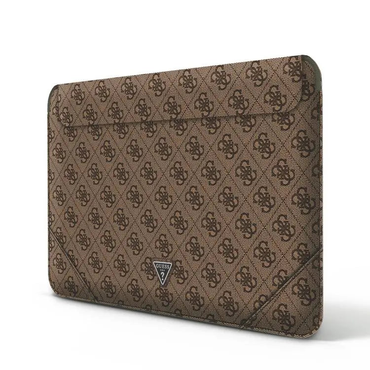 GUESS PU 4G TRIANGLE COMPUTER SLEEVE BRWN 16"GUCS16P4T