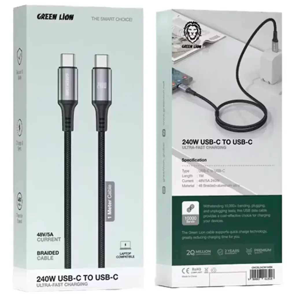 Green Lion Braided USB-C-C Braided Cable 1m 240W