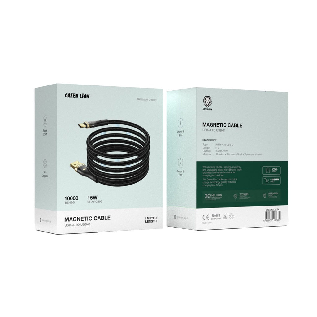 Green Lion Magnetic Cable USB-A to USB-C - Black
