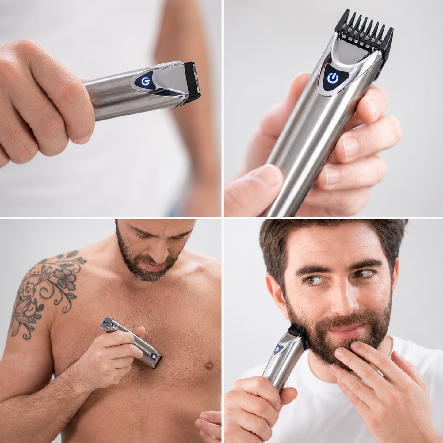 WAHL Lithium Ion Stainless Steel Grooming Kit, Rechargeable Trimmer, Ear and nose attachments, Body detailer for multi grooming, 4 Combs for different grooming lengths, 6 hours Run Time