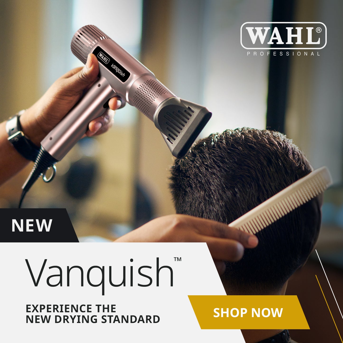 Wahl Vanquish Professional Hair Dryer - Fast Drying - With Magnetic Accessories and Diffuser - Rose Gold
