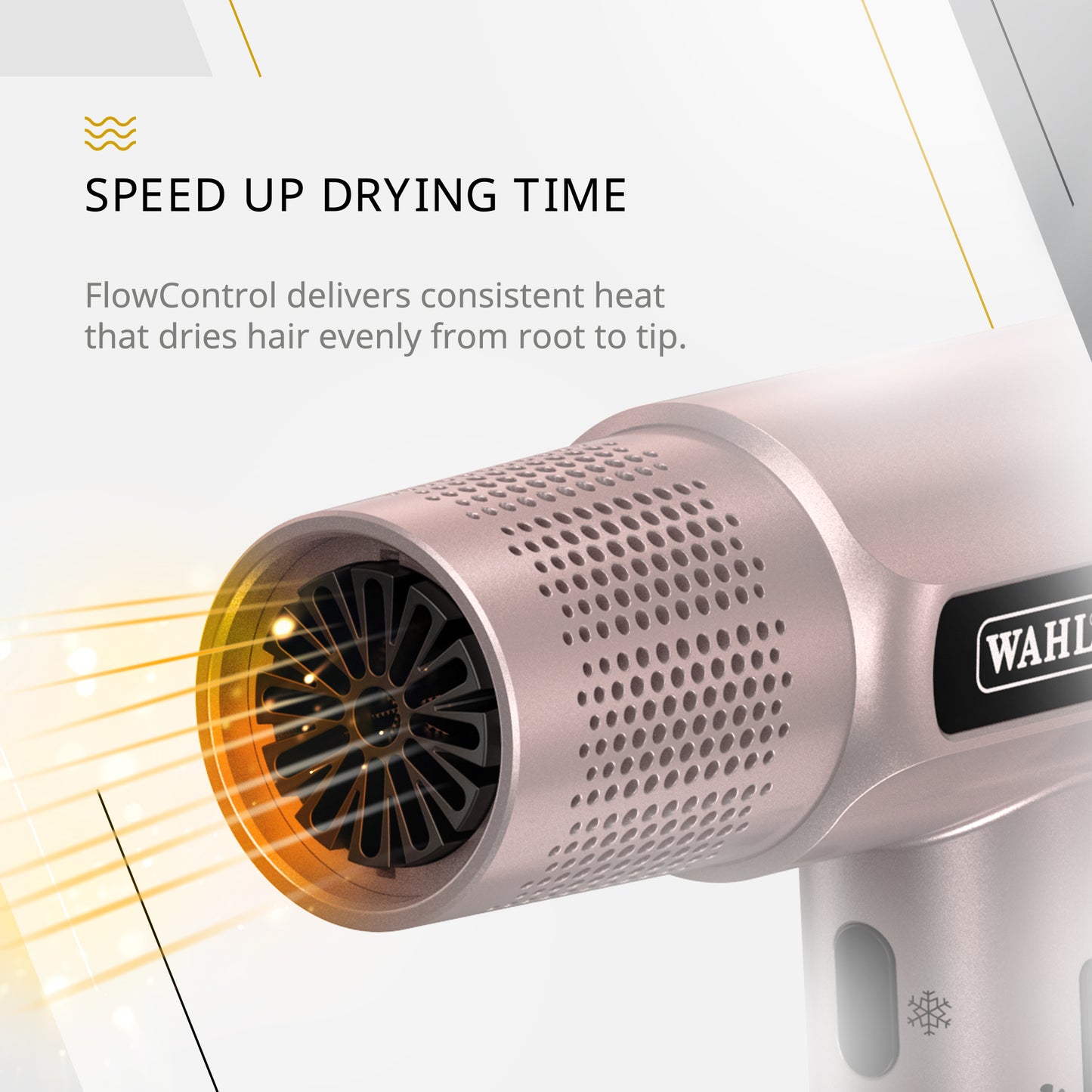 Wahl Vanquish Professional Hair Dryer - Fast Drying - With Magnetic Accessories and Diffuser - Rose Gold