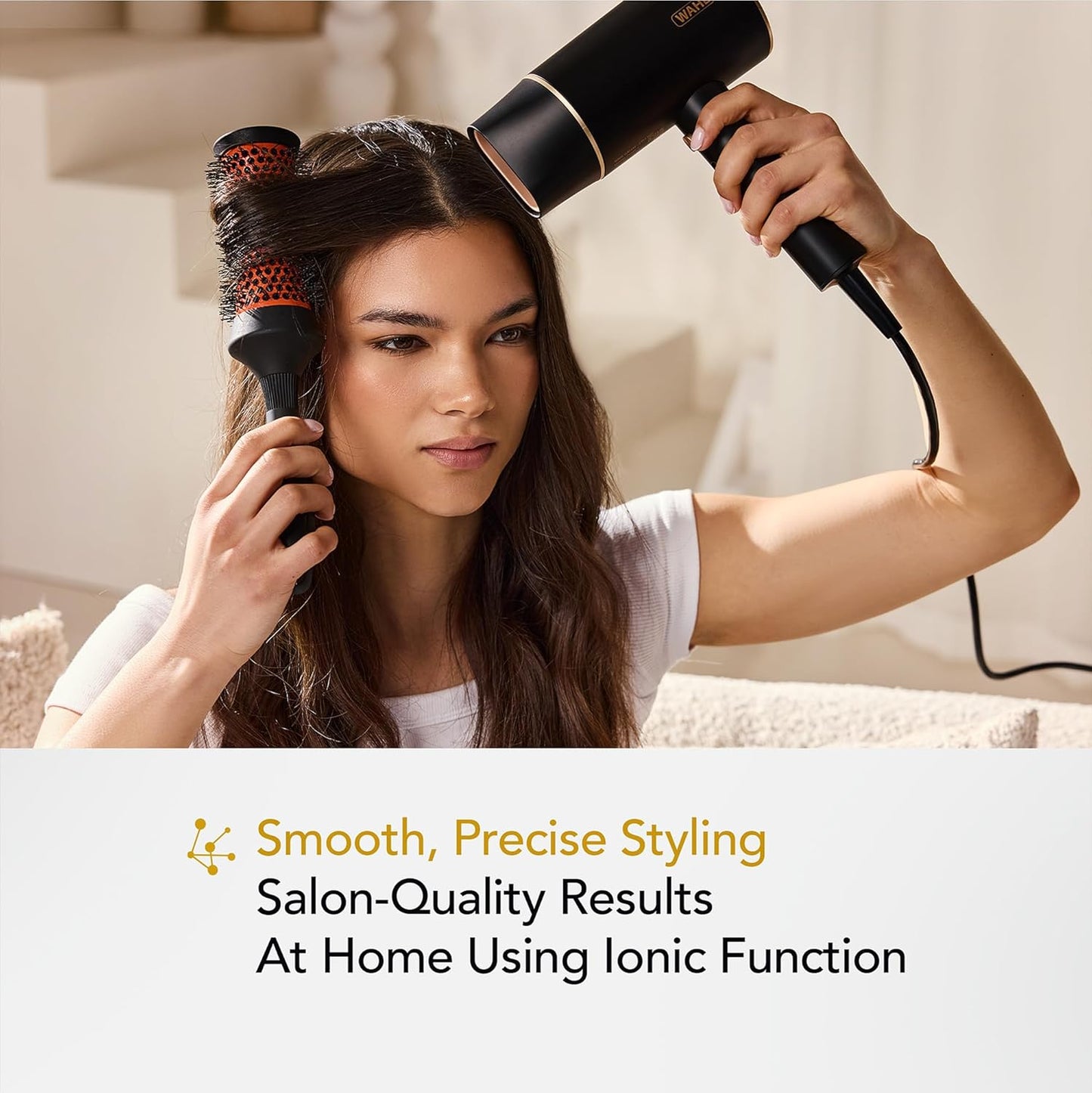 Wahl Ionic Flow Hair Dryer, Lightweight with Diffuser & Concentrator Nozzle