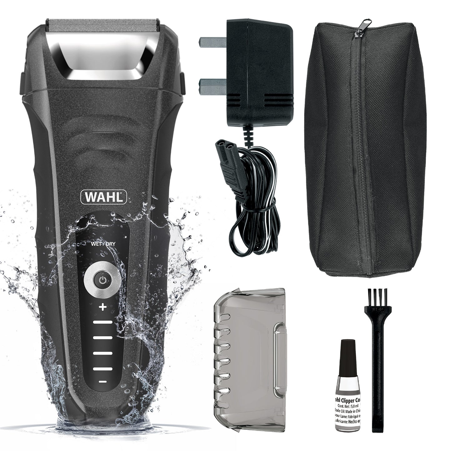 WAHL Aqua Shave Shaver with Lithium Ion Battery for Wet/Dry Rechargeable Shaving, Waterproof Electric Shaver with Pop-up Trimmer and Stainless Steel Blades