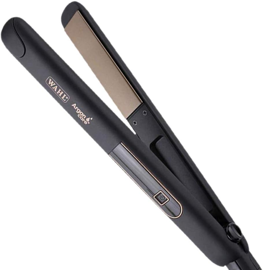 Wahl Pro Shine Argan Care Hair Straightener & Curler | Argan Oil Infused Ceramic Plates | Anti-Frizz Shine | LED Display | 180°C–230°C | Auto Shut-Off | 3m Professional Cord