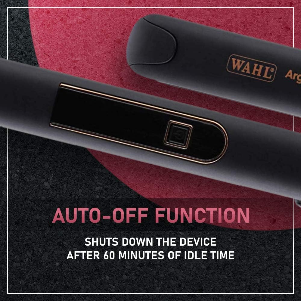 Wahl Pro Shine Argan Care Hair Straightener & Curler | Argan Oil Infused Ceramic Plates | Anti-Frizz Shine | LED Display | 180°C–230°C | Auto Shut-Off | 3m Professional Cord