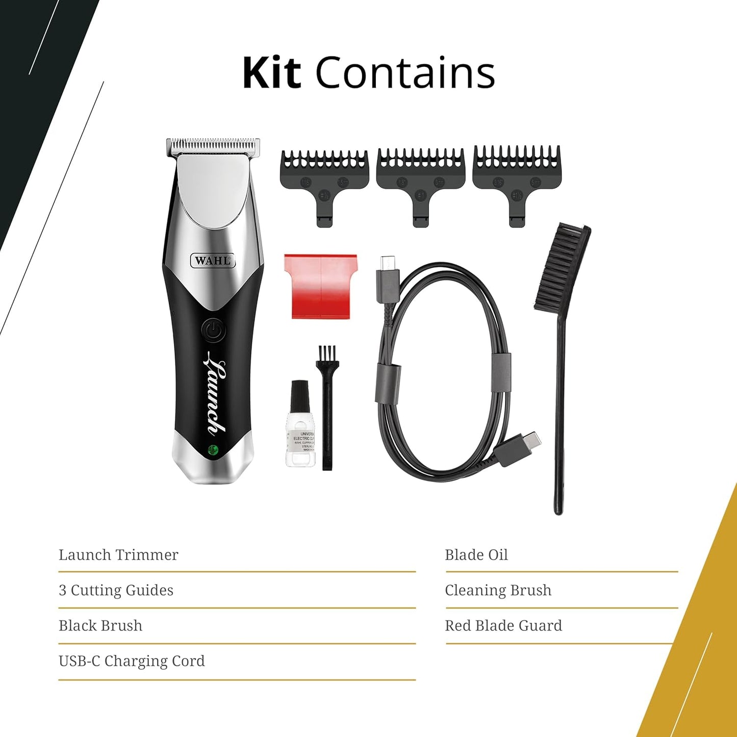 Wahl Professional Launch Trimmer, Cordless Compact 6000 RPM Rotary Motor, Wide Detachable T-Blade, 2 Hour Runtime
