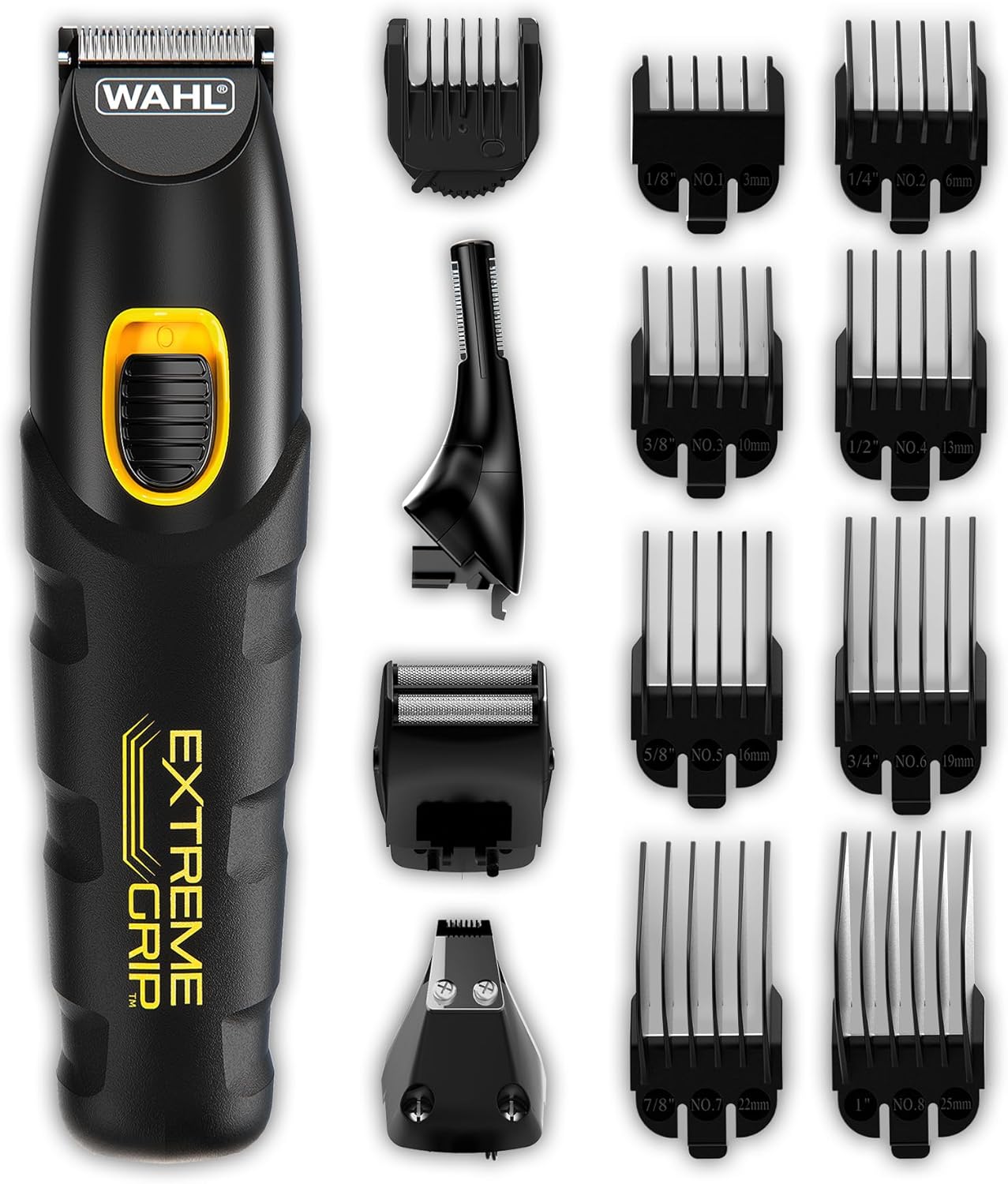 WAHL Men's Extreme Grip 7-In-1 Multi-Grooming Trimmer for Beard, Moustache, Nose, Ear, and Facial Detailing - Cordless Electric Shaver and Precision Groomer for Beard Styling - Black