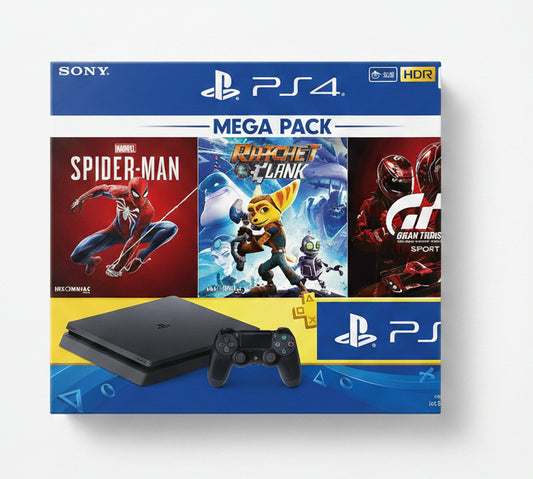 PlayStation 4 500GB Slim Console Hits Bundle with Spiderman, Ratchet & Clank, Gran Turismo Sport