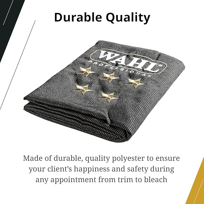 Wahl Professional 5 Star Series Barber Cape, Water and Bleach Resistant, Polyester, Snap Closure for Professional Barbers and Stylists