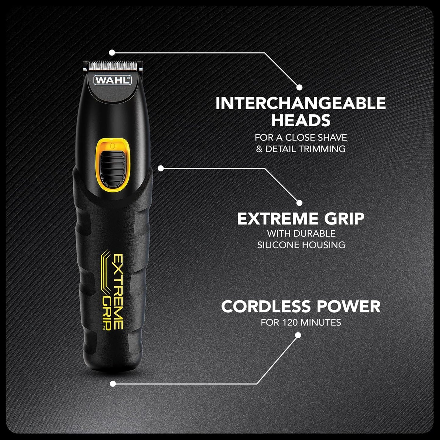 WAHL Men's Extreme Grip 7-In-1 Multi-Grooming Trimmer for Beard, Moustache, Nose, Ear, and Facial Detailing - Cordless Electric Shaver and Precision Groomer for Beard Styling - Black