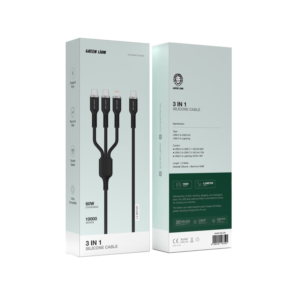 Green Lion 3in1 Cable USB-C to USB-Cx2 & LIGHTNIN