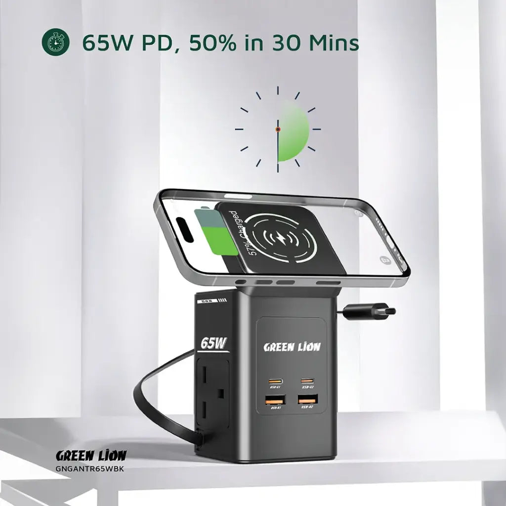 Green L GaN 65W Multi Port Travel Adapter GNGANTR6