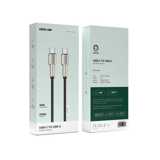 Green Lion USB-C to USB-C Braided Cable - Black