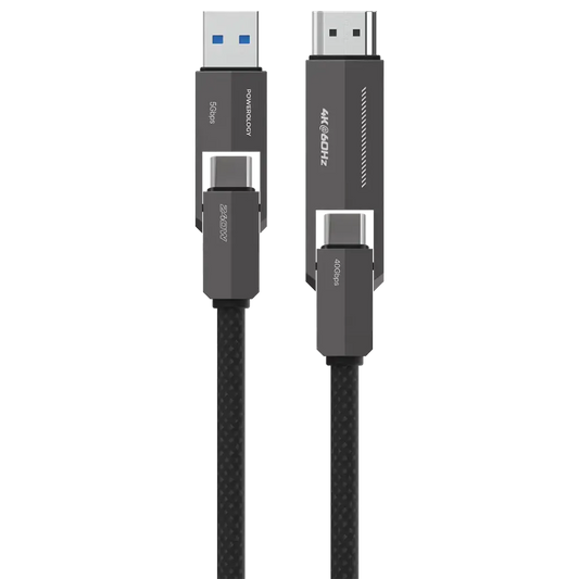 Powerology Vion 4-In-1 Charging & Data Transfer Cable - Black