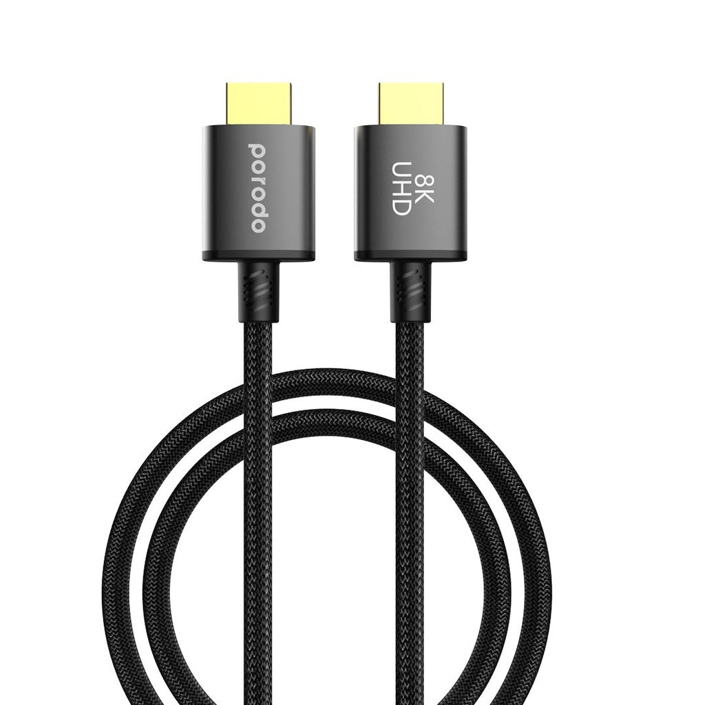 Porodo BRAIDED 8K HDMI Cable 3M - BK PD-8KHDM3-BK