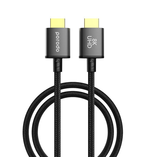 Porodo BRAIDED 8K HDMI Cable 3M - BK PD-8KHDM3-BK