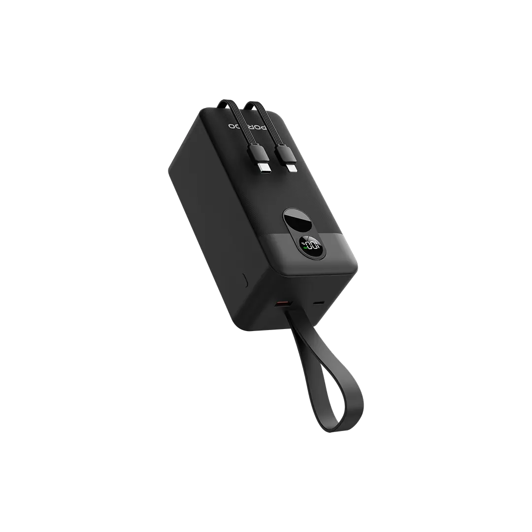 Porodo 50000mAh Power Bank Integrated Cables - Black