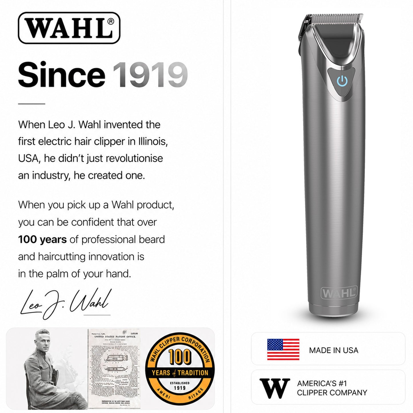 WAHL Lithium Ion Stainless Steel Grooming Kit, Rechargeable Trimmer, Ear and nose attachments, Body detailer for multi grooming, 4 Combs for different grooming lengths, 6 hours Run Time