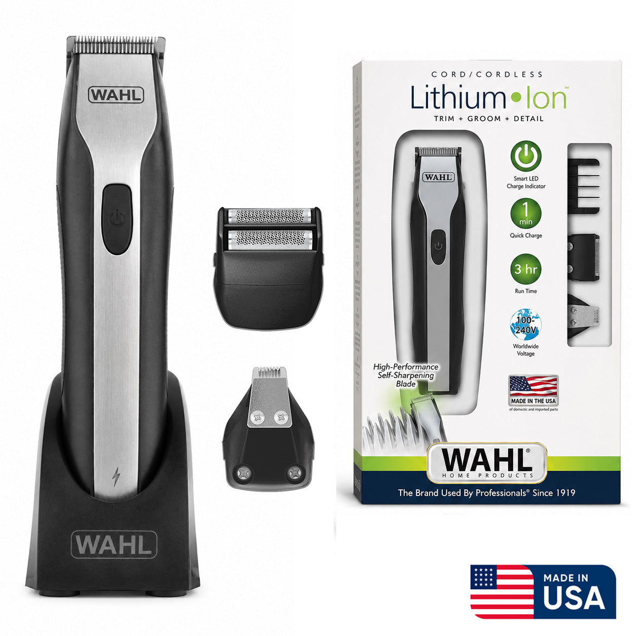 WAHL Lithium Ion OptimUS Grooming Kit, Lithium Ion Rechargeable Trimmer, Foil Shaver And Detailer For Multi Grooming Needs, 4 Comb Attachments For Different Beard Lengths, 3 Hours Run Time,