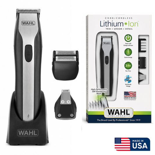 WAHL Lithium Ion OptimUS Grooming Kit, Lithium Ion Rechargeable Trimmer, Foil Shaver And Detailer For Multi Grooming Needs, 4 Comb Attachments For Different Beard Lengths, 3 Hours Run Time,