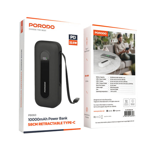 PORODO  10000 MAH POWERBANK TYPE C PORT PB060