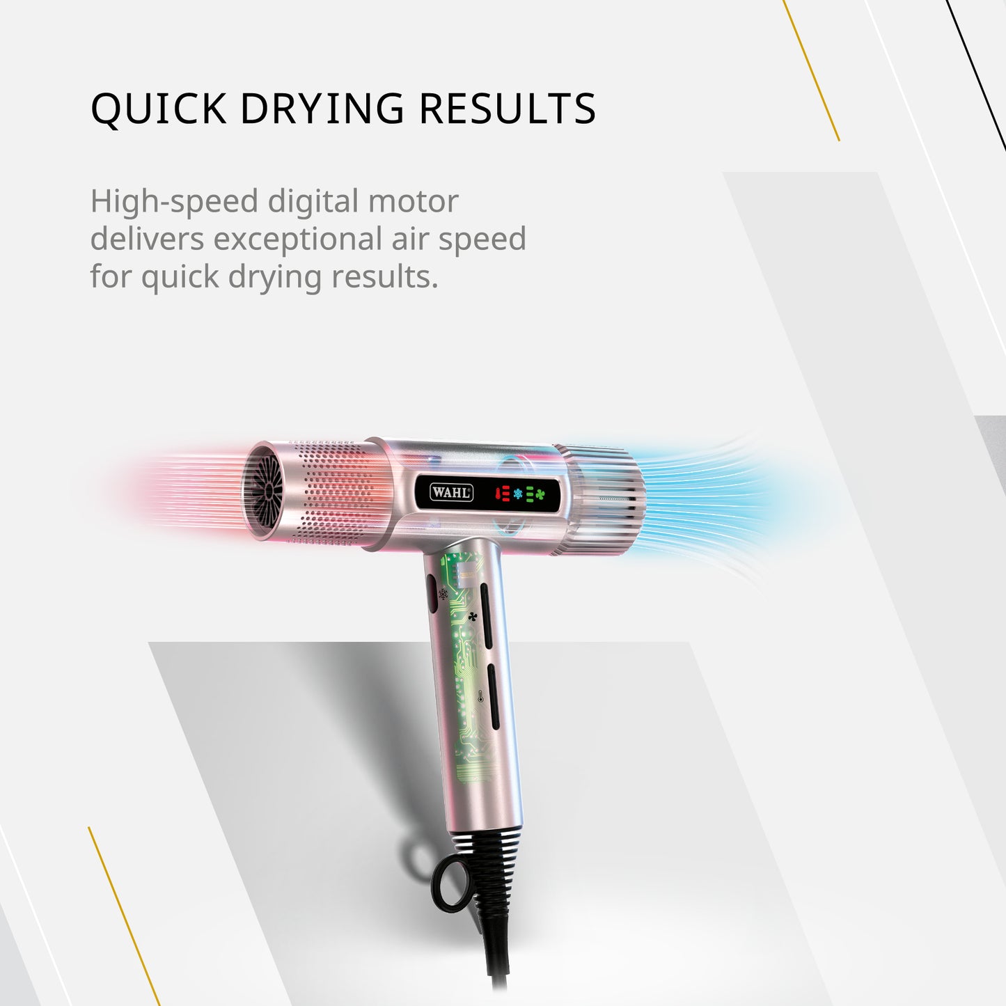 Wahl Vanquish Professional Hair Dryer - Fast Drying - With Magnetic Accessories and Diffuser - Rose Gold