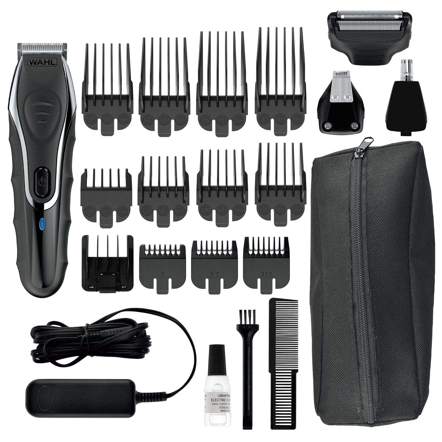 WAHL Aqua Groom Rechargeable Trimmer Kit, Showerproof Lithium Ion Trimmer, Foil Shaver and Detailer, 12 Combs for different beard haircutting lengths, 3 hours Run Time