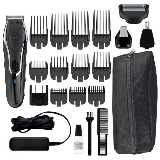 WAHL Aqua Groom Rechargeable Trimmer Kit, Showerproof Lithium Ion Trimmer, Foil Shaver and Detailer, 12 Combs for different beard haircutting lengths, 3 hours Run Time