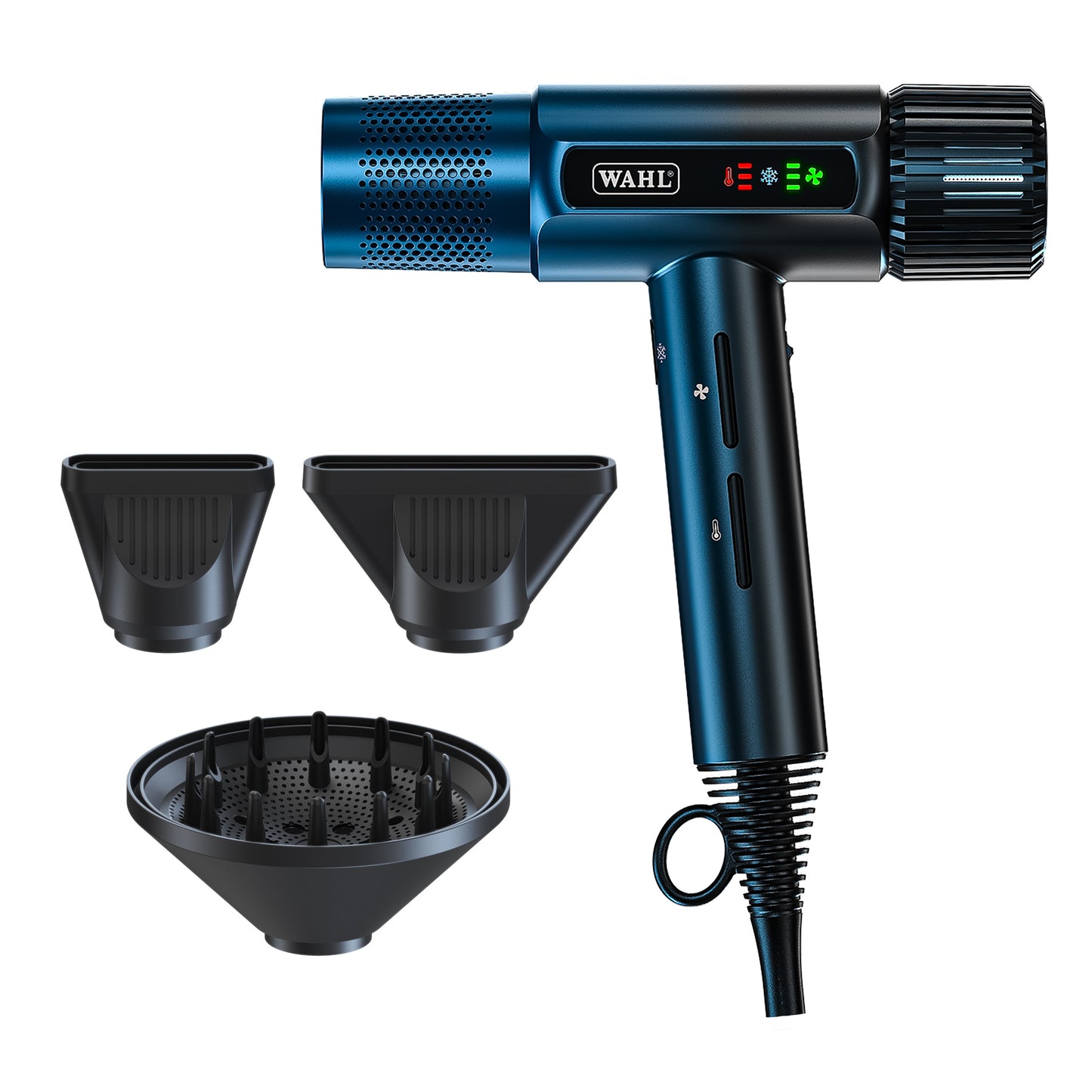 Wahl Vanquish Hair Dryer, Lightweight, LED Display, Quiet, Professional 3 Attachments, Powerful, Cool Drying, 3 Speed-Settings, Auto-Clean, Even Drying, Quick Dry