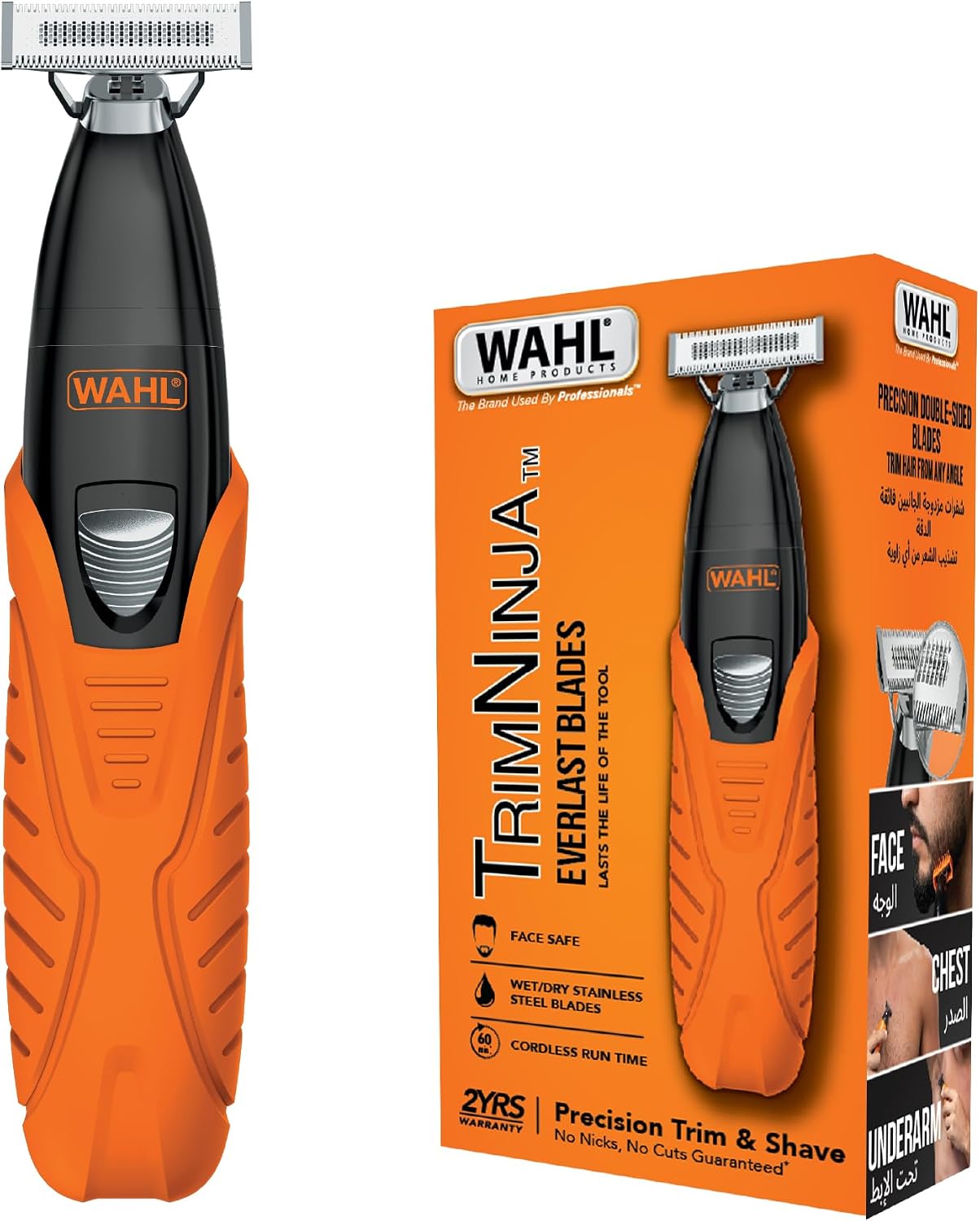 Wahl Trim Ninja Hybrid Electric Razor & Beard Trimmer – No Blade Replacement, Face-Safe, Wet & Dry, Double-Sided Stainless Steel Blade