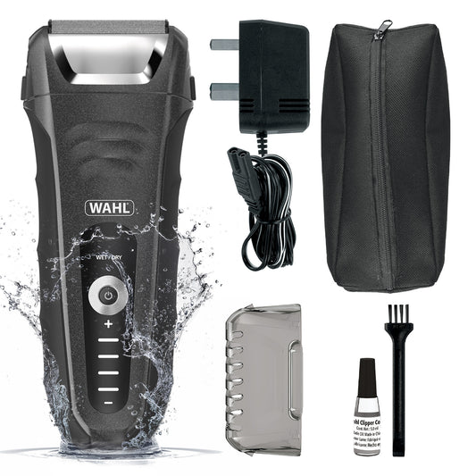 WAHL Aqua Shave Shaver with Lithium Ion Battery for Wet/Dry Rechargeable Shaving, Waterproof Electric Shaver with Pop-up Trimmer and Stainless Steel Blades